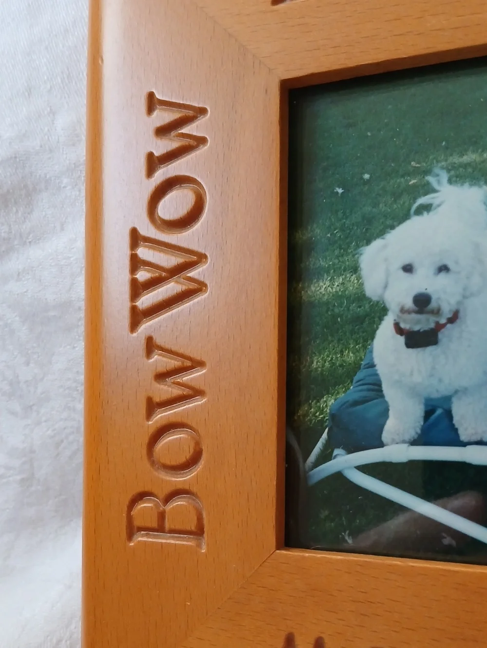 Bow Wow Picture Frame Square 6.5” Solid Wood Dog Pet Best Friend
